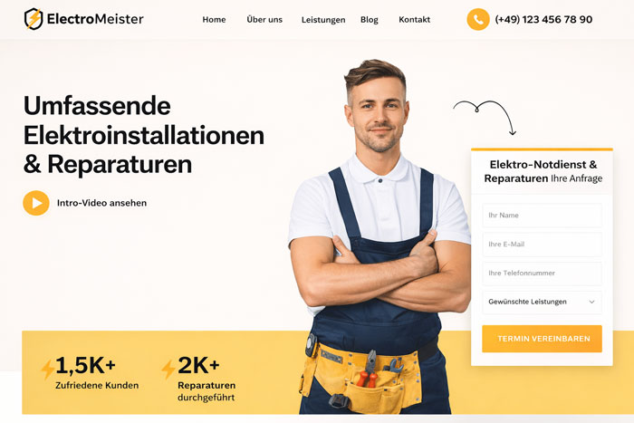 Webseite für Elektriker