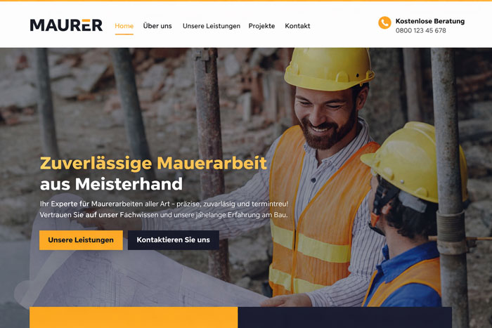 Webseite für Maurer