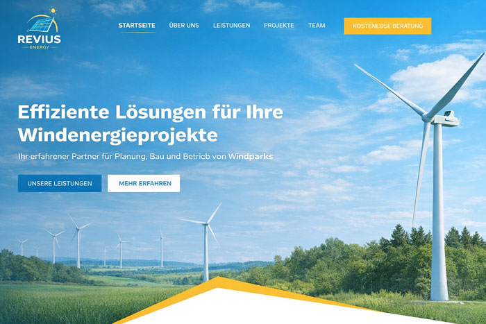 Webseite für Windparks