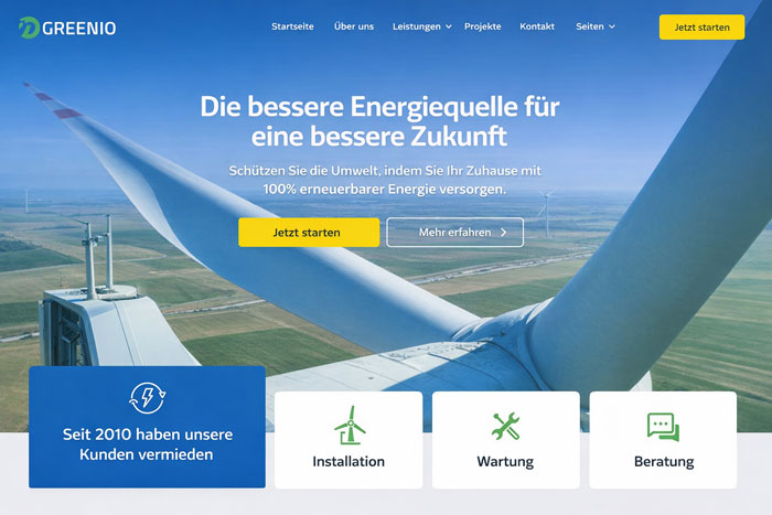 Webseite für Windräder