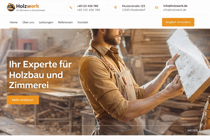 Webseite für Zimmerer